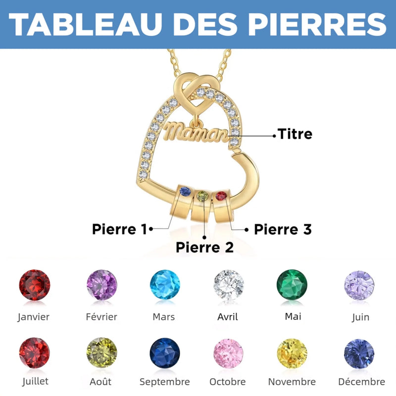Collier Cœur Personnalisé - Cadeau Pour Maman - Je T'aimerai Toujours, Maman