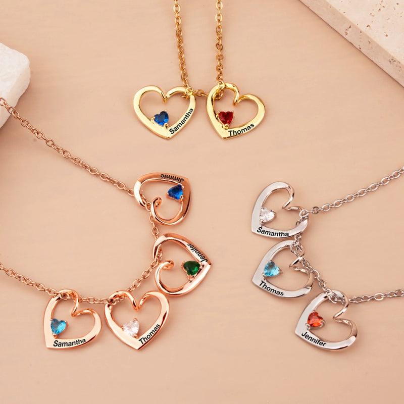 Collier Cœur Avec Pierre De Naissance Personnalisé – Cadeau Fête Des Mères Pour Maman – Je T’Aime, Maman