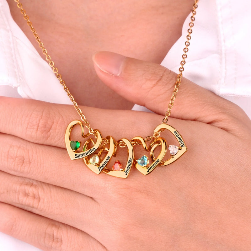 Collier Cœur Avec Pierre De Naissance Personnalisé – Cadeau Fête Des Mères Pour Maman – Je T’Aime, Maman