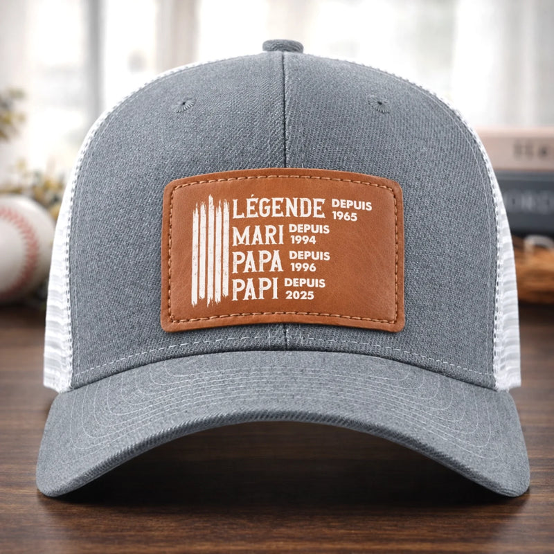 Casquette Avec Patch En Cuir Personnalisée – Cadeau Pour Papa, Papi – L’Homme Que Nous Admirons