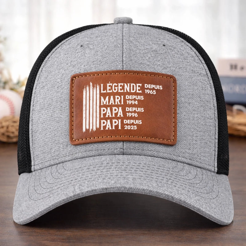 Casquette Avec Patch En Cuir Personnalisée – Cadeau Pour Papa, Papi – L’Homme Que Nous Admirons