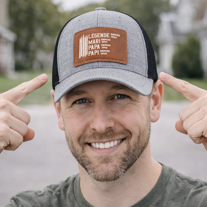 Casquette Avec Patch En Cuir Personnalisée – Cadeau Pour Papa, Papi – L’Homme Que Nous Admirons