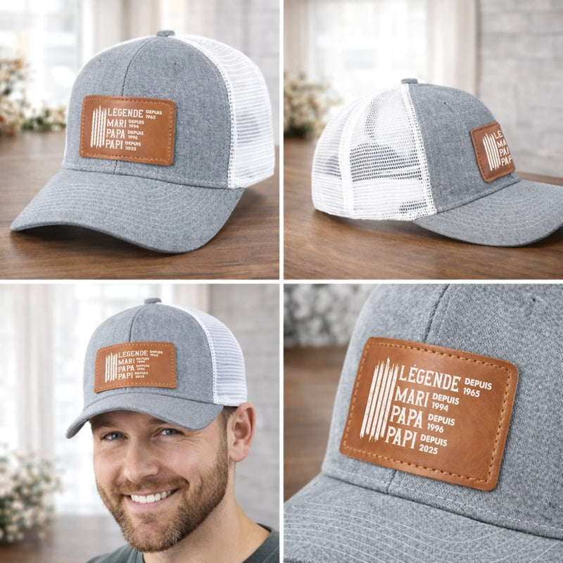 Casquette Avec Patch En Cuir Personnalisée – Cadeau Pour Papa, Papi – L’Homme Que Nous Admirons