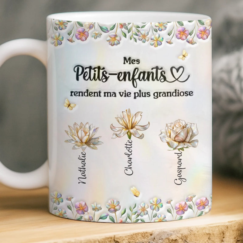 Mug Effet 3D Imprimé Personnalisé – Cadeau Pour Maman, Mamie – Deux Cœurs, Un Même Amour