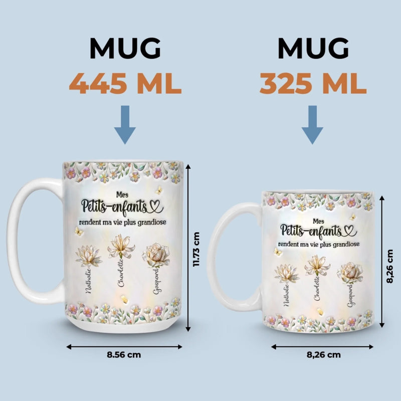 Mug Effet 3D Imprimé Personnalisé – Cadeau Pour Maman, Mamie – Deux Cœurs, Un Même Amour