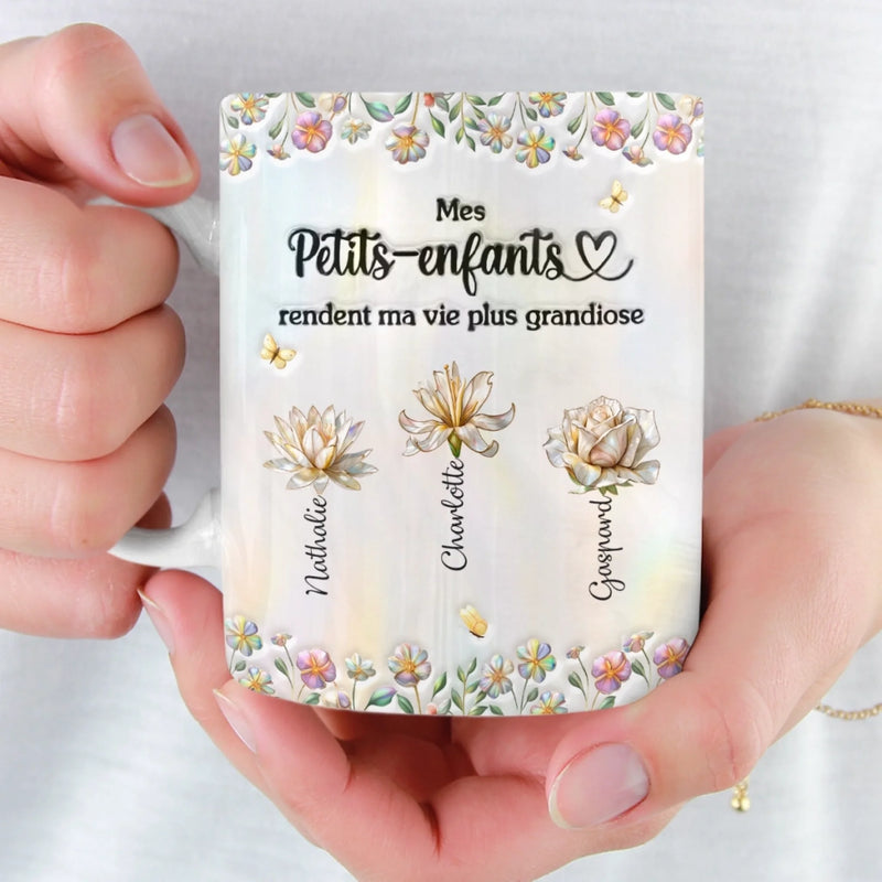 Mug Effet 3D Imprimé Personnalisé – Cadeau Pour Maman, Mamie – Deux Cœurs, Un Même Amour