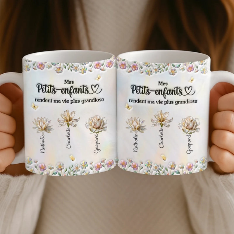 Mug Effet 3D Imprimé Personnalisé – Cadeau Pour Maman, Mamie – Deux Cœurs, Un Même Amour