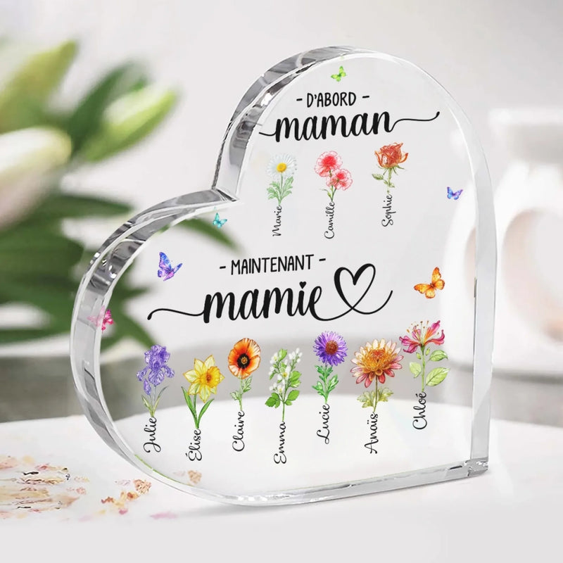Plaque Acrylique En Forme De Cœur Personnalisée – Cadeau Pour Maman, Mamie – Devenir Mamie Avec Grâce