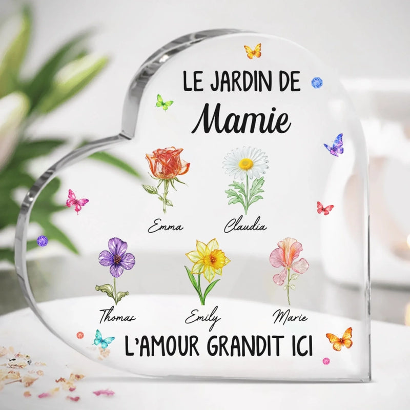 Plaque Acrylique En Forme De Cœur Personnalisée – Cadeau Pour Mamie – L’Histoire D’Un Amour Infini