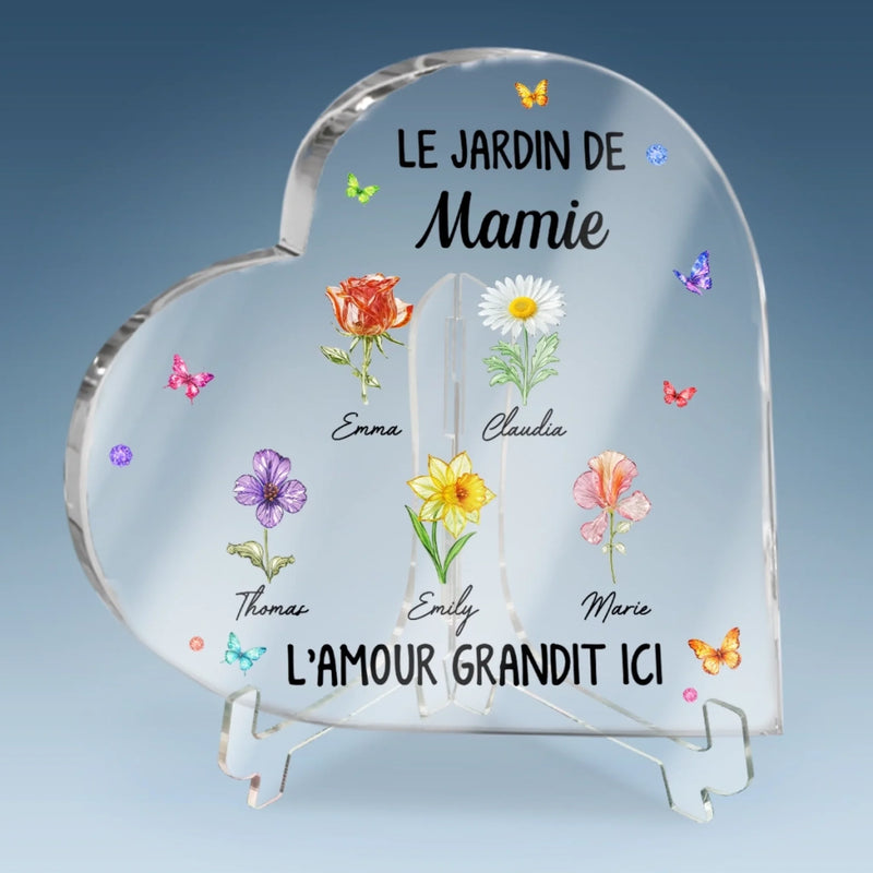 Plaque Acrylique En Forme De Cœur Personnalisée – Cadeau Pour Mamie – L’Histoire D’Un Amour Infini