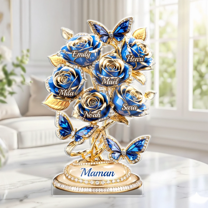 Plaque Acrylique Personnalisée – Cadeau Fête Des Mères Pour Mamie, Maman – À Jamais Écrit En Pétales