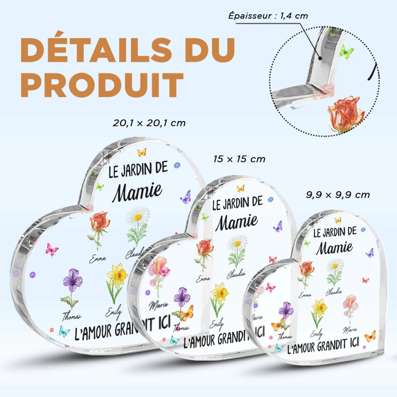 Plaque Acrylique En Forme De Cœur Personnalisée – Cadeau Pour Mamie – L’Histoire D’Un Amour Infini