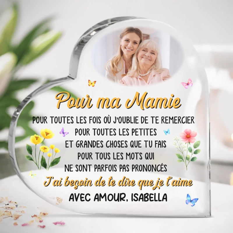 Plaque Acrylique En Forme De Cœur Personnalisée – Cadeau Pour Mamie – Un Cœur Qui S’agrandit