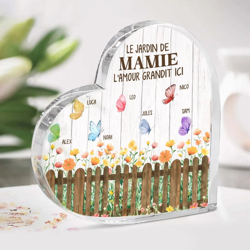 Plaque Acrylique En Forme De Cœur Personnalisée – Cadeau Pour Mamie – Devenir Mamie Avec Grâce
