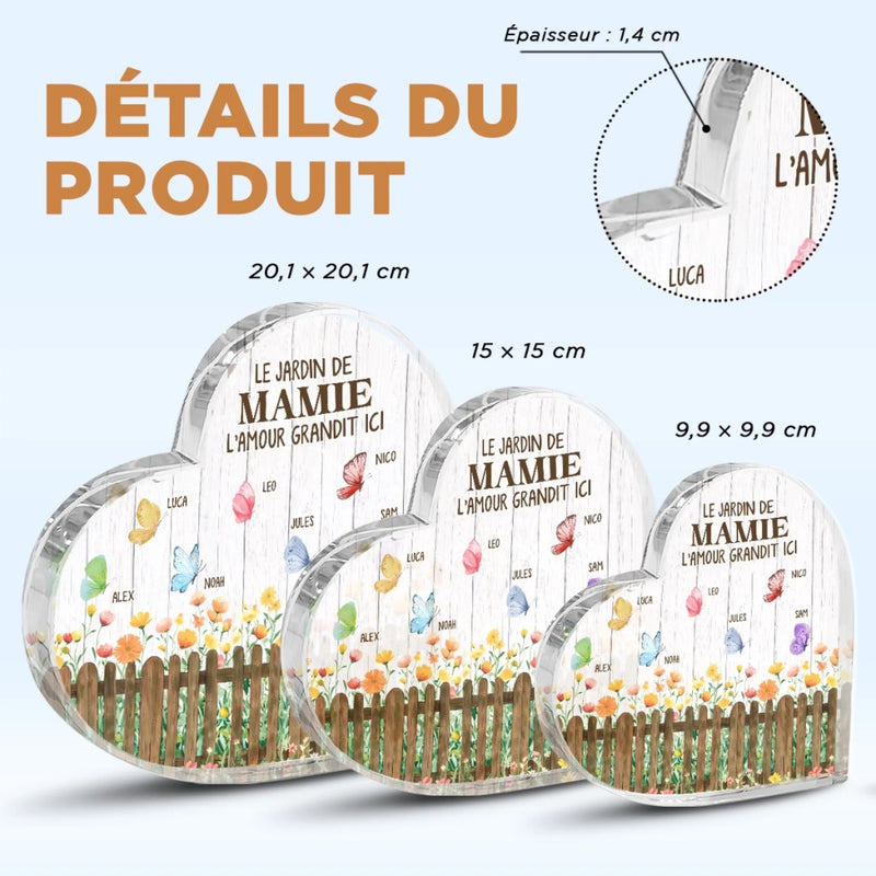 Plaque Acrylique En Forme De Cœur Personnalisée – Cadeau Pour Mamie – Devenir Mamie Avec Grâce
