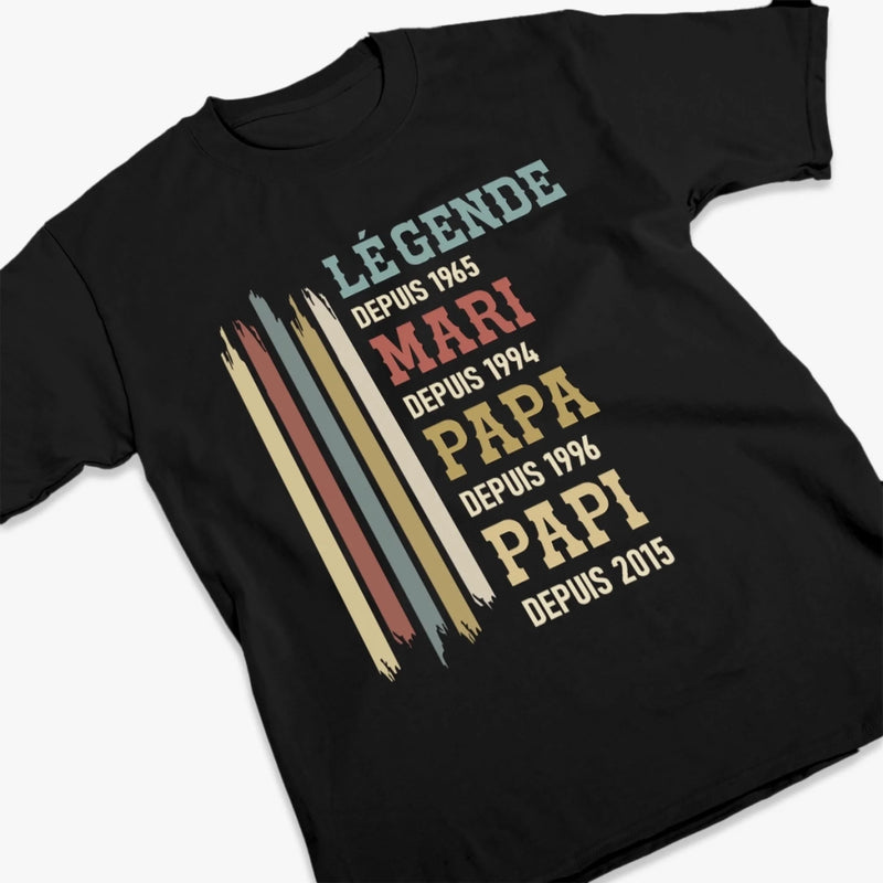 T-Shirt Unisexe Personnalisé – Cadeau Pour Papi, Papa – À Jamais Notre Grand-père Adoré