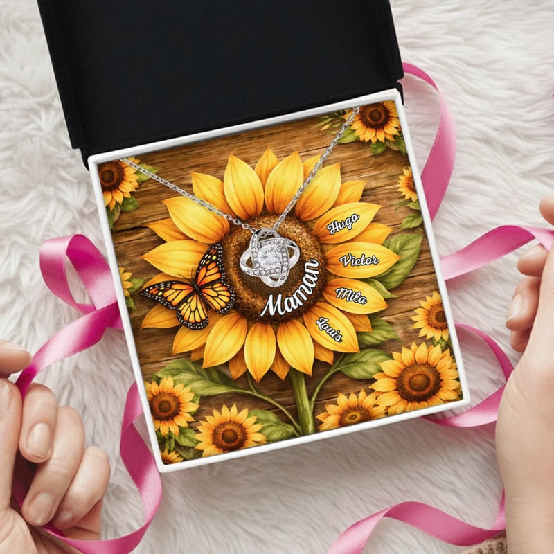 Collier Nœud D’Amour Personnalisé – Cadeau Pour Maman, Mamie – Un Lien D’Amour Inébranlable