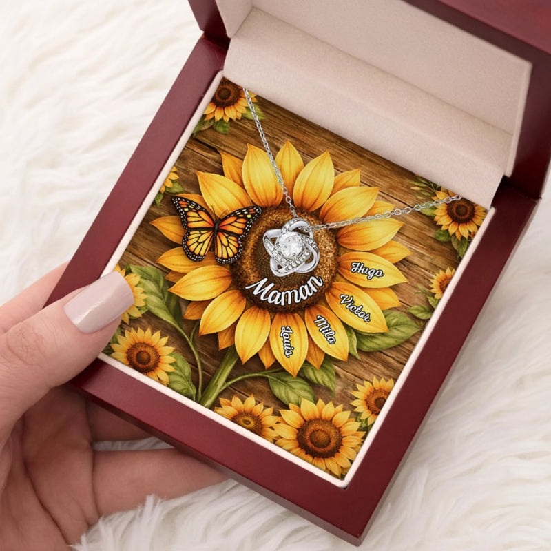 Collier Nœud D’Amour Personnalisé – Cadeau Pour Maman, Mamie – Un Lien D’Amour Inébranlable