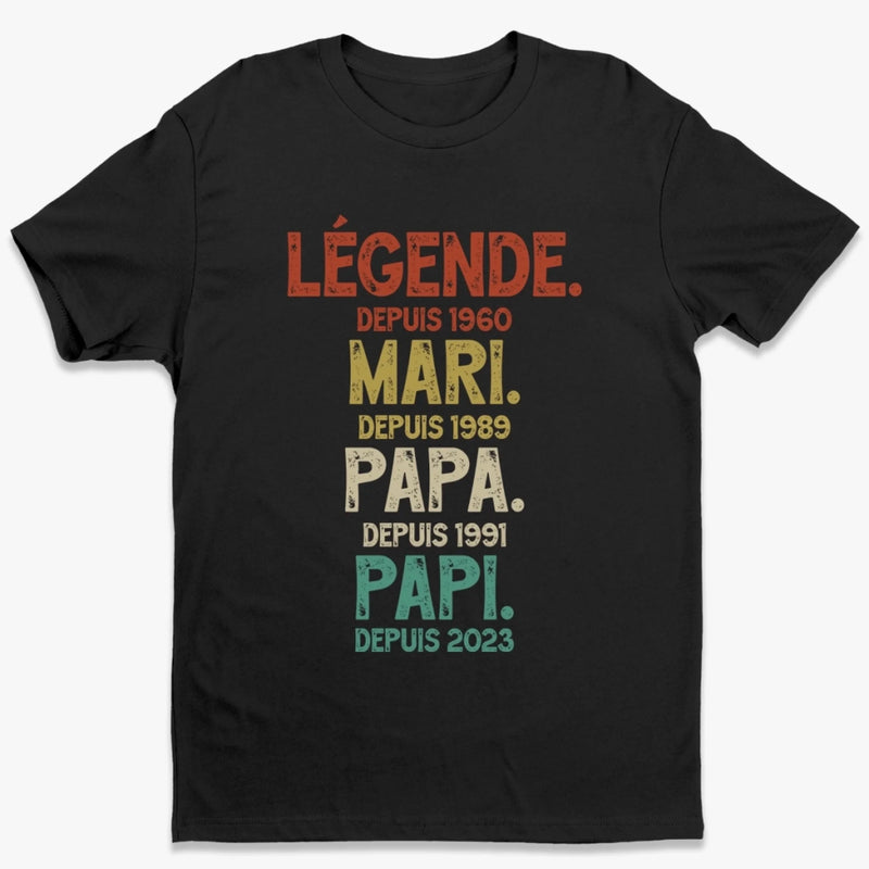 T-Shirt Unisexe Personnalisé – Cadeau Pour Papi, Papa – L’Amour D’Un Papa, La Fierté D’Un Papi
