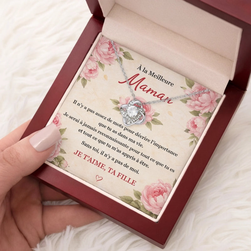 Collier Nœud D’Amour Personnalisé – Cadeau Pour Maman, Mamie – Son Amour Nous Unit Tous