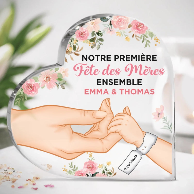 Plaque Acrylique En Forme De Cœur Personnalisée – Cadeau Pour La Première Fête Des Mères - Mon Premier Chapitre