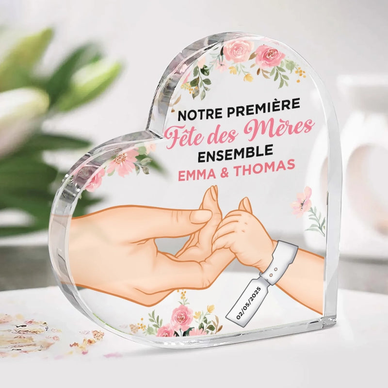Plaque Acrylique En Forme De Cœur Personnalisée – Cadeau Pour La Première Fête Des Mères - Mon Premier Chapitre