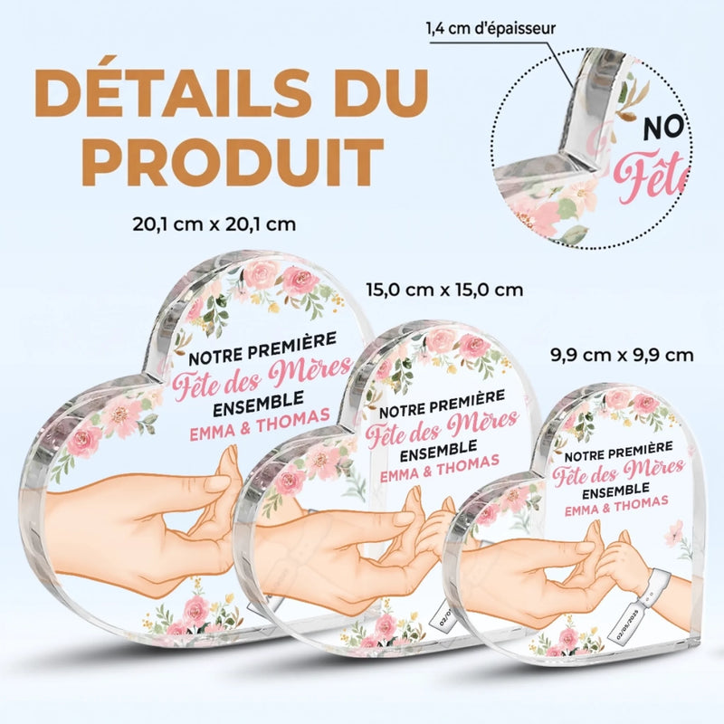 Plaque Acrylique En Forme De Cœur Personnalisée – Cadeau Pour La Première Fête Des Mères - Mon Premier Chapitre
