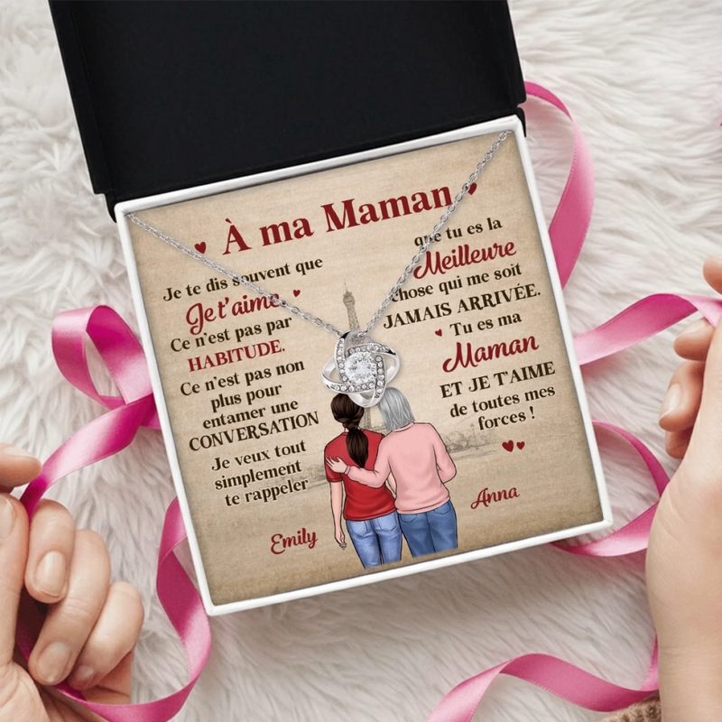 Collier Nœud D’Amour Personnalisé – Cadeau Pour Maman, Mamie – Pour Les Meilleurs Câlins