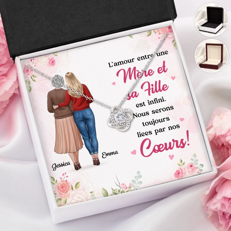 Collier Nœud D’Amour Personnalisé – Cadeau Pour Maman, Fille – Avec Tout Mon Amour