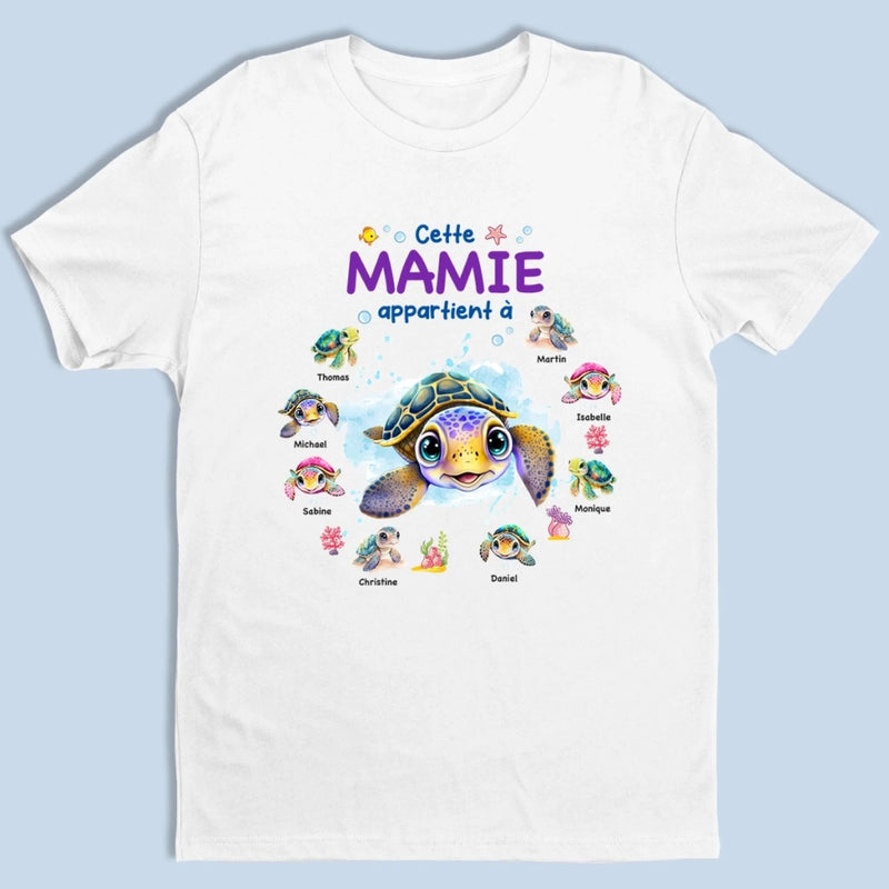 T-Shirt Unisexe Personnalisé – Cadeau Pour Mamie – Le Cœur De La Famille C’est Mamie