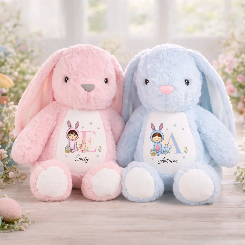 Peluche Lapin Personnalisée – Cadeau De Pâques Pour Bébé – Mon Petit Lapin D’Amour