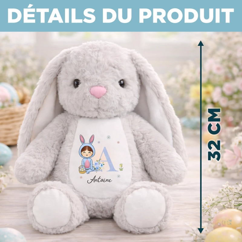 Peluche Lapin Personnalisée – Cadeau De Pâques Pour Bébé – Mon Petit Lapin D’Amour