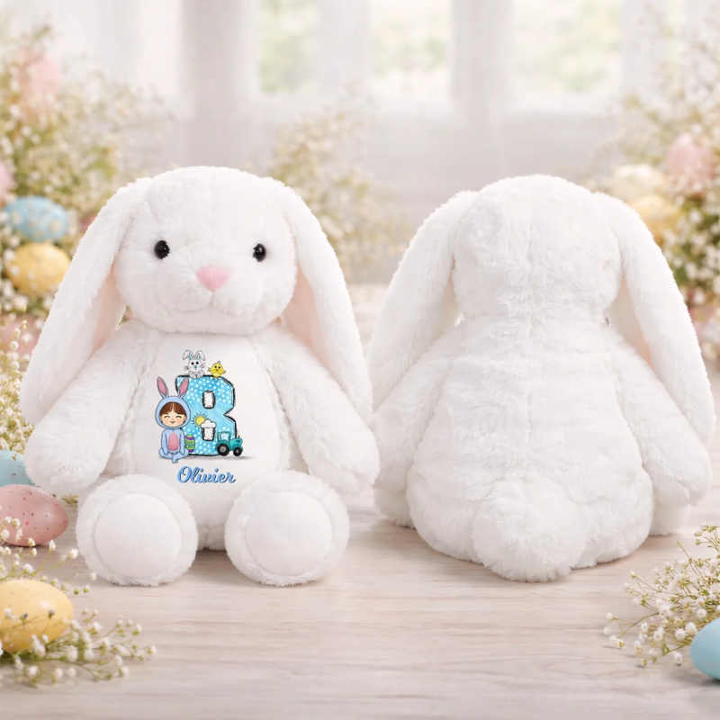 Peluche Lapin Personnalisée – Cadeau De Pâques Pour Bébé – Mon Petit Trésor