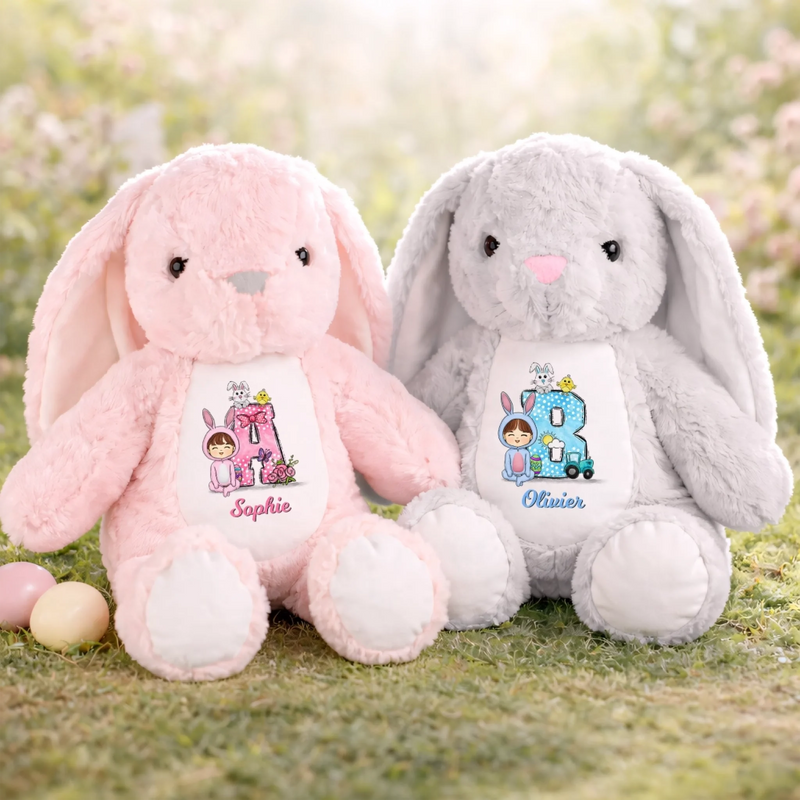 Peluche Lapin Personnalisée – Cadeau De Pâques Pour Bébé – Mon Petit Trésor