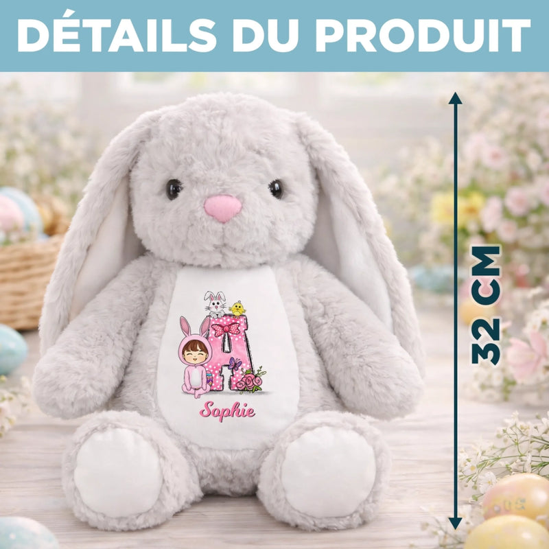 Peluche Lapin Personnalisée – Cadeau De Pâques Pour Bébé – Mon Petit Trésor