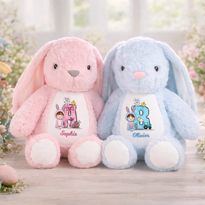 Peluche Lapin Personnalisée – Cadeau De Pâques Pour Bébé – Mon Petit Trésor