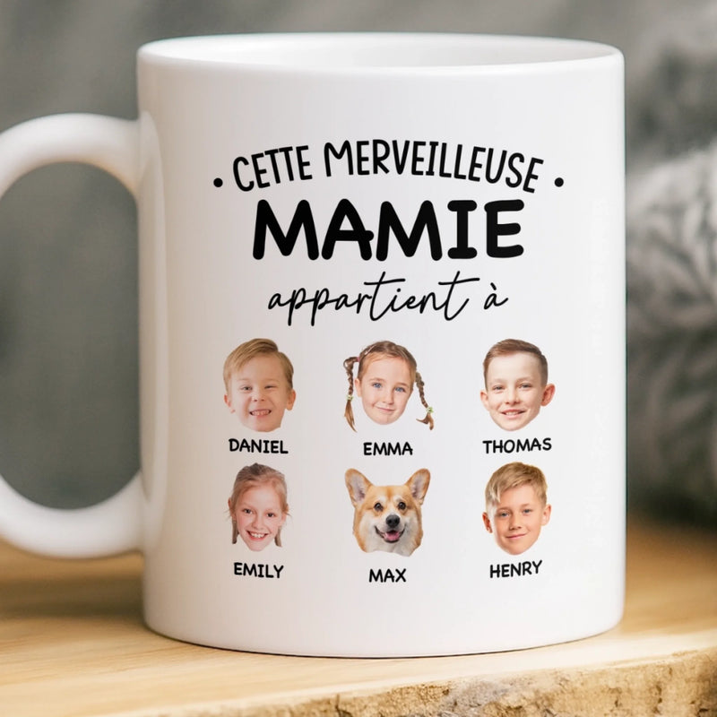 Mug Personnalisé – Cadeau Pour Mamie – Grâce À Mamie L’Amour Grandit