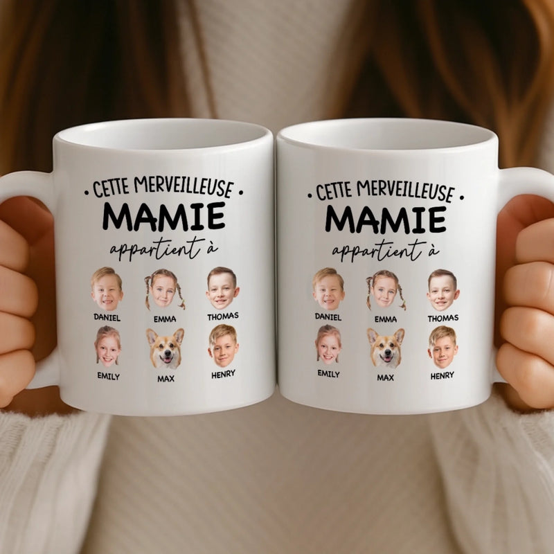 Mug Personnalisé – Cadeau Pour Mamie – Grâce À Mamie L’Amour Grandit