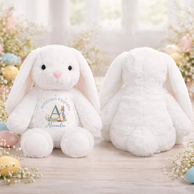 Peluche Lapin Personnalisée – Cadeau De Pâques Pour Bébé – Tout Doux Tout Mignon