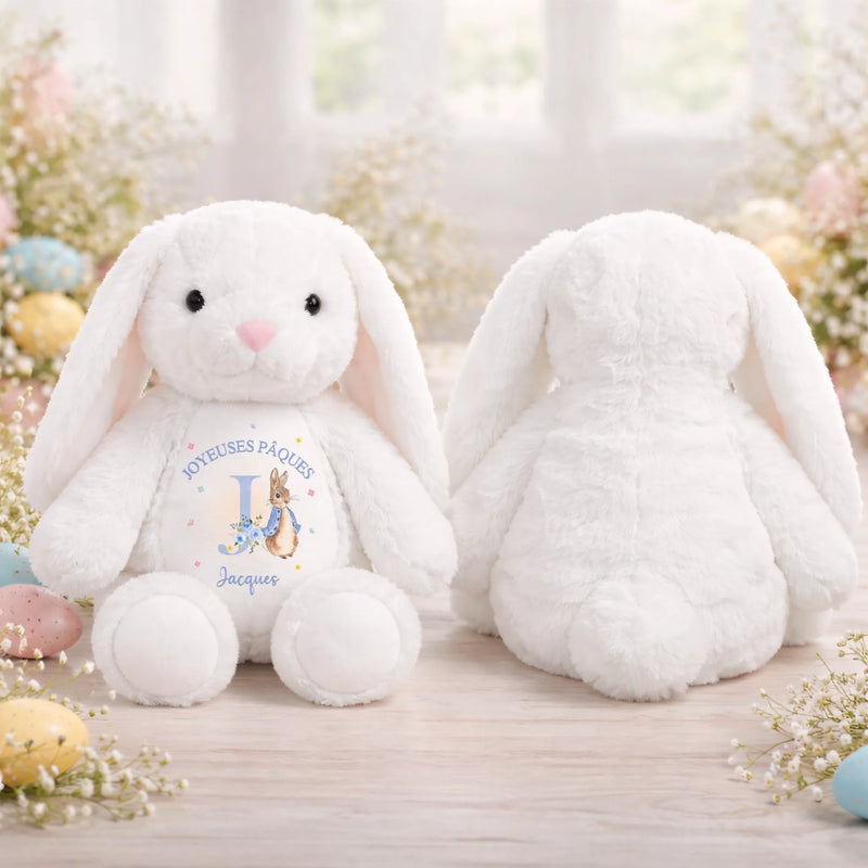 Peluche Lapin Personnalisée – Cadeau De Pâques Pour Bébé – Joyeuses Pâques