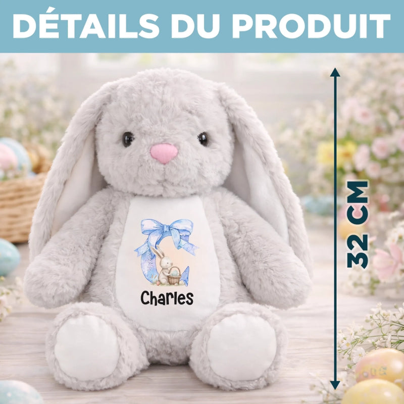 Peluche Lapin Personnalisée – Cadeau De Pâques Pour Bébé – Le Premier Doudou