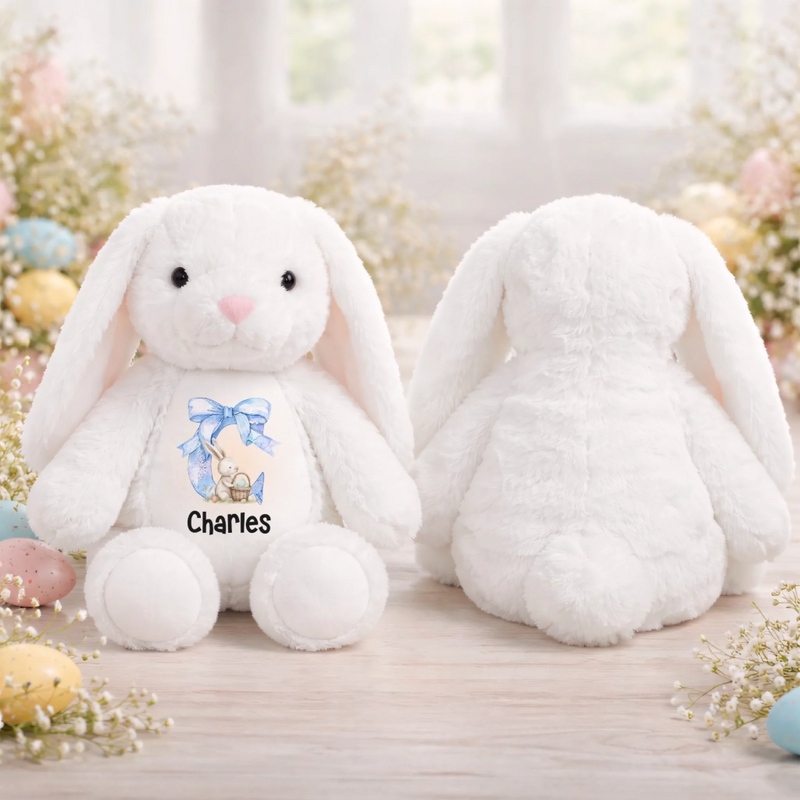 Peluche Lapin Personnalisée – Cadeau De Pâques Pour Bébé – Le Premier Doudou