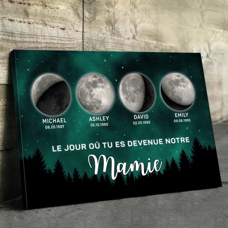 Toile Horizontale Personnalisée – Cadeaux Pour Mamie, Maman – Grâce À Mamie L’Amour Grandit
