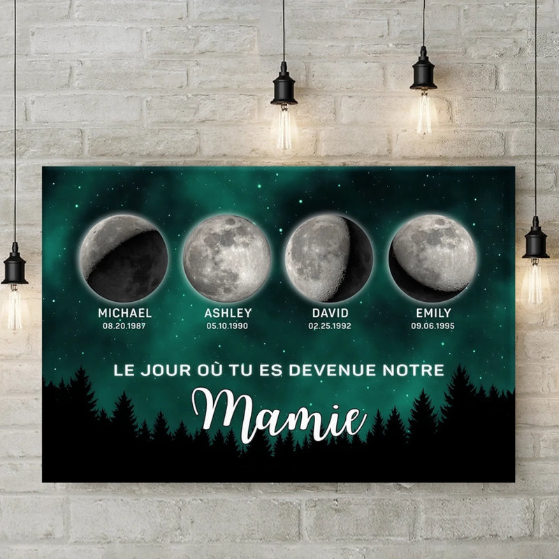 Toile Horizontale Personnalisée – Cadeaux Pour Mamie, Maman – Grâce À Mamie L’Amour Grandit