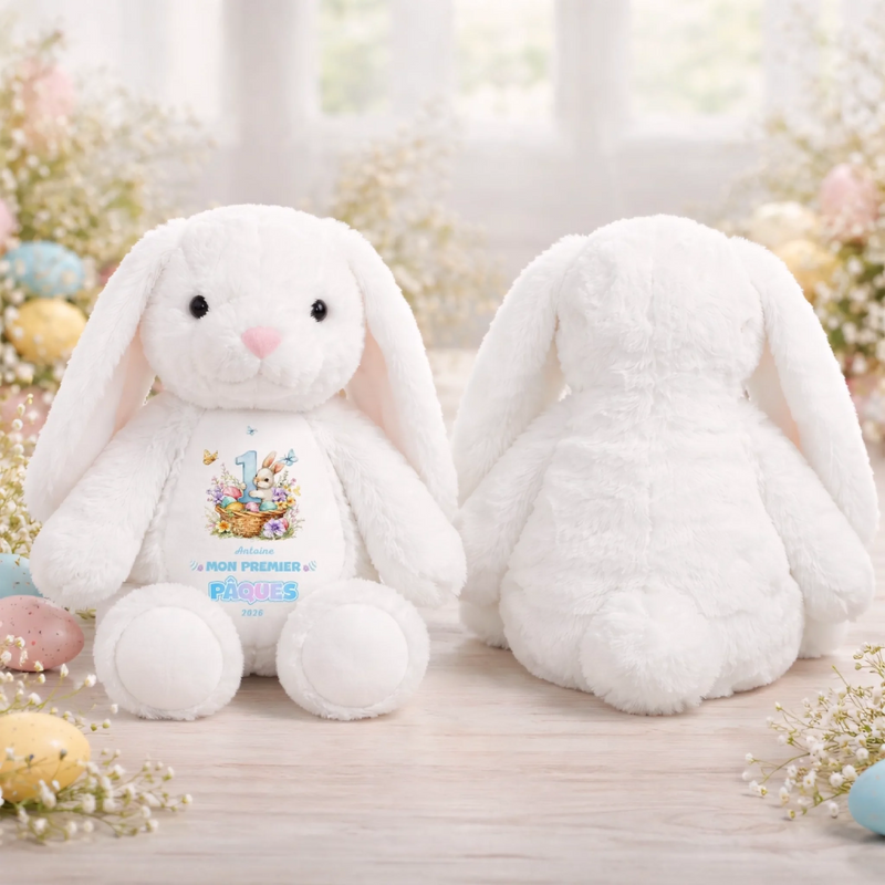 Peluche Lapin Personnalisée – Cadeau De Pâques Pour Bébé – Un Petit Cadeau Plein D’Amour