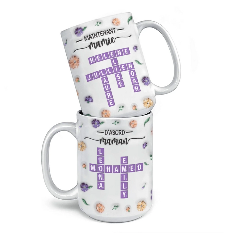 Mug Effet 3D Imprimé Personnalisé – Cadeau Pour Mamie – Avec Mamie Tout Est Plus Beau