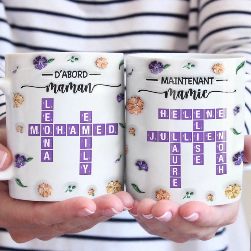 Mug Effet 3D Imprimé Personnalisé – Cadeau Pour Mamie – Avec Mamie Tout Est Plus Beau