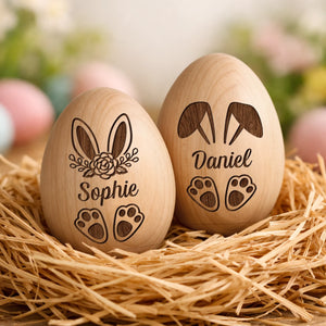 Hochet Œuf En Bois Personnalisé – Cadeau De Pâques Pour Bébé – Un Premier Souvenir Précieux