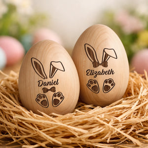 Hochet Œuf En Bois Personnalisé – Cadeau De Pâques Pour Bébé – Une Trace D’Amour