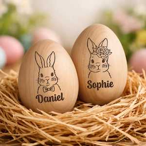Hochet Œuf En Bois Personnalisé – Cadeau De Pâques Pour Bébé – Un Souvenir Rempli D’Amour